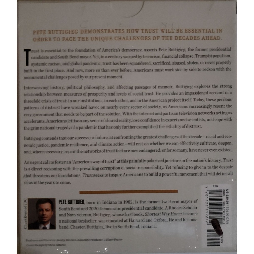 Pete Buttigieg Trust: America's Best Chance 2020 Audiobook Read By The Author - Picture 2 of 2